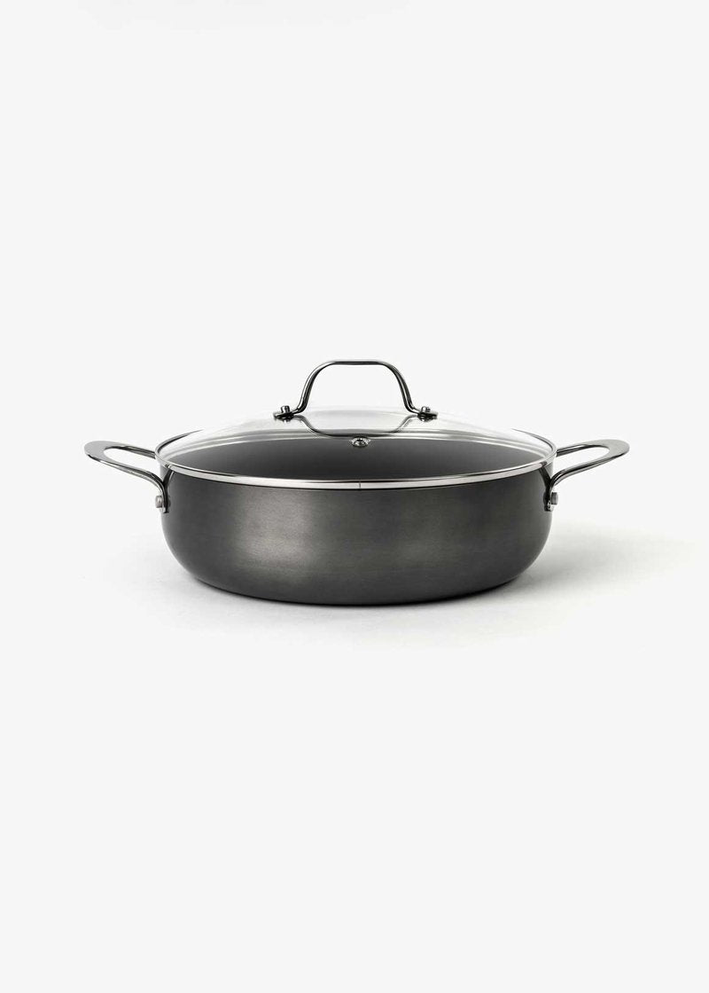 Non Stick Metallic Aluminium Skillet with Glass Lid 28cm