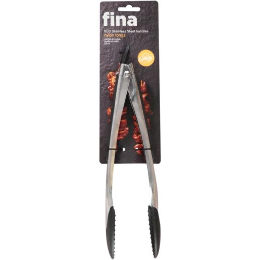 Fina Nylon Locking Tongs With Stainless Steel Handle 25cm