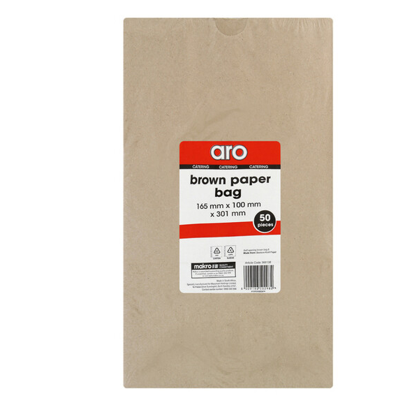 ARO Brown Paper Bags - Large - 50 pieces - 165x100x301mm