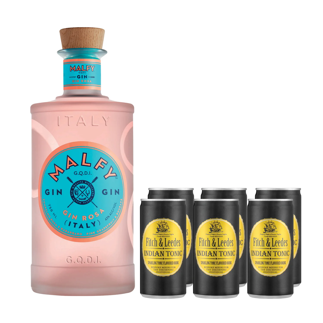 MALFY GIN ROSA & 6 PACK 200ML FITCH & LEEDS