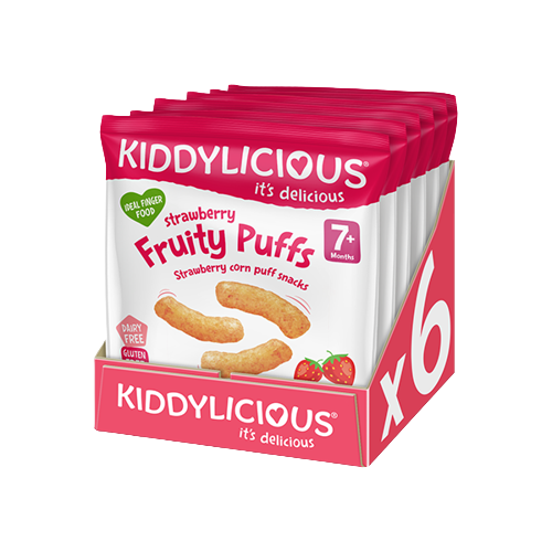 Kiddylicious - Strawberry Fruity Puffs - Multi Pack - 6 x 12g