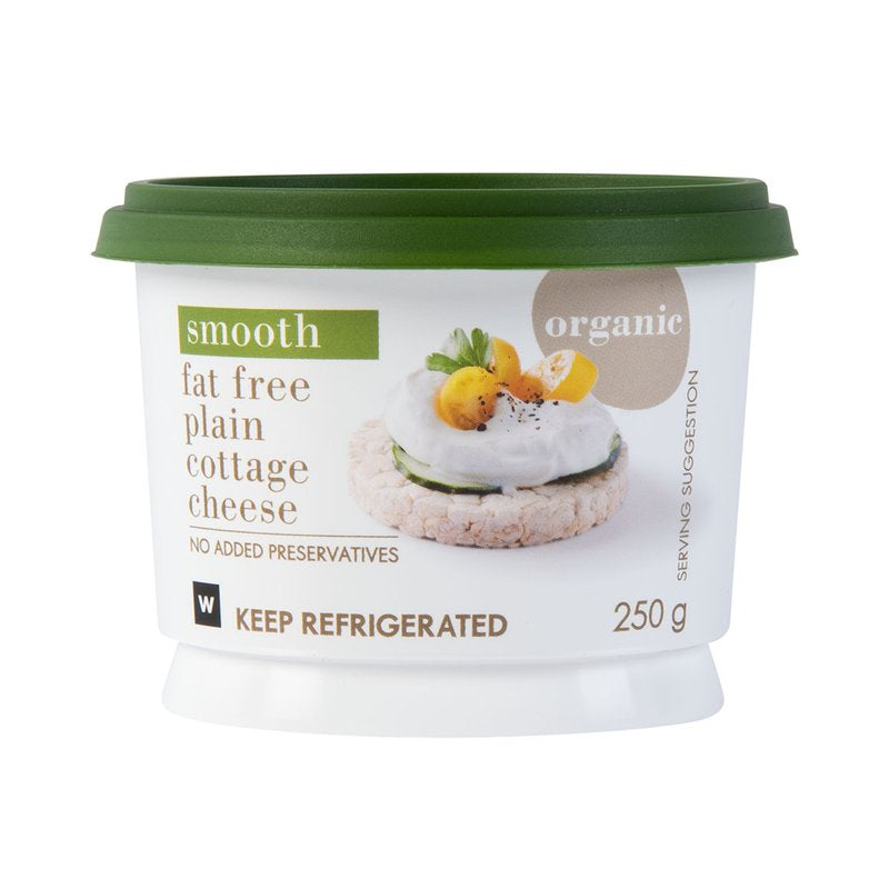 Organic Fat Free Smooth Plain Cottage Cheese 250g